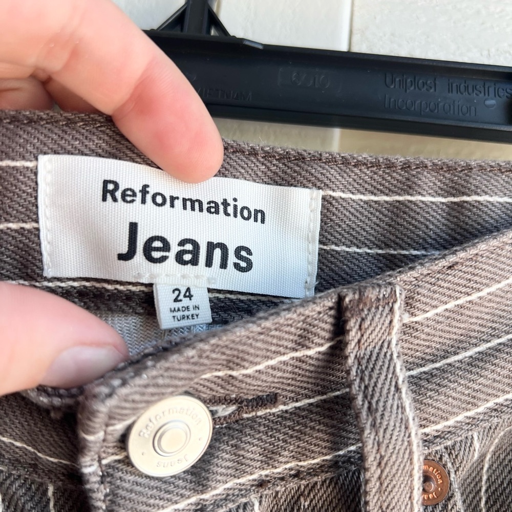 Reformation Pinstripe Wide Leg Jeans - Picture 5 of 5